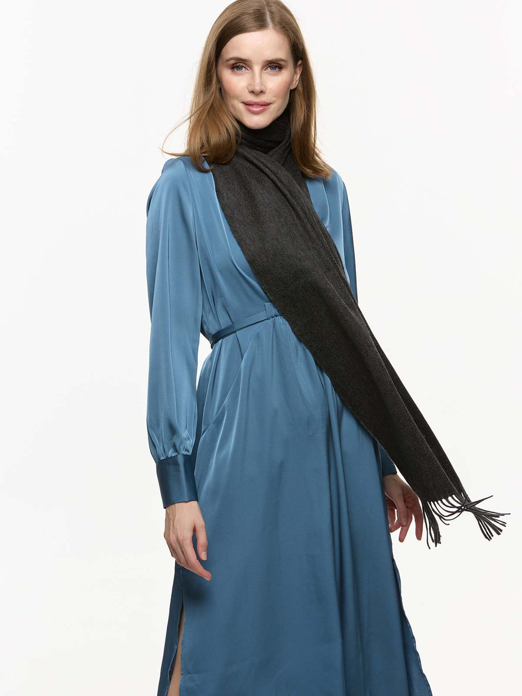 Charcoal Gray Cashmere Scarf
