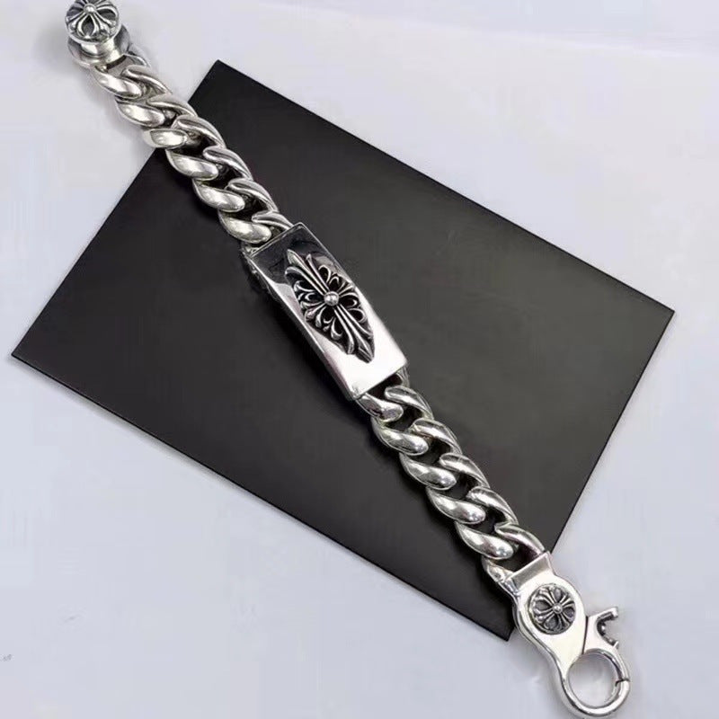 Chrome Hearts 925 Sterling silver Dagger Bracelet Cross ID Bracelet