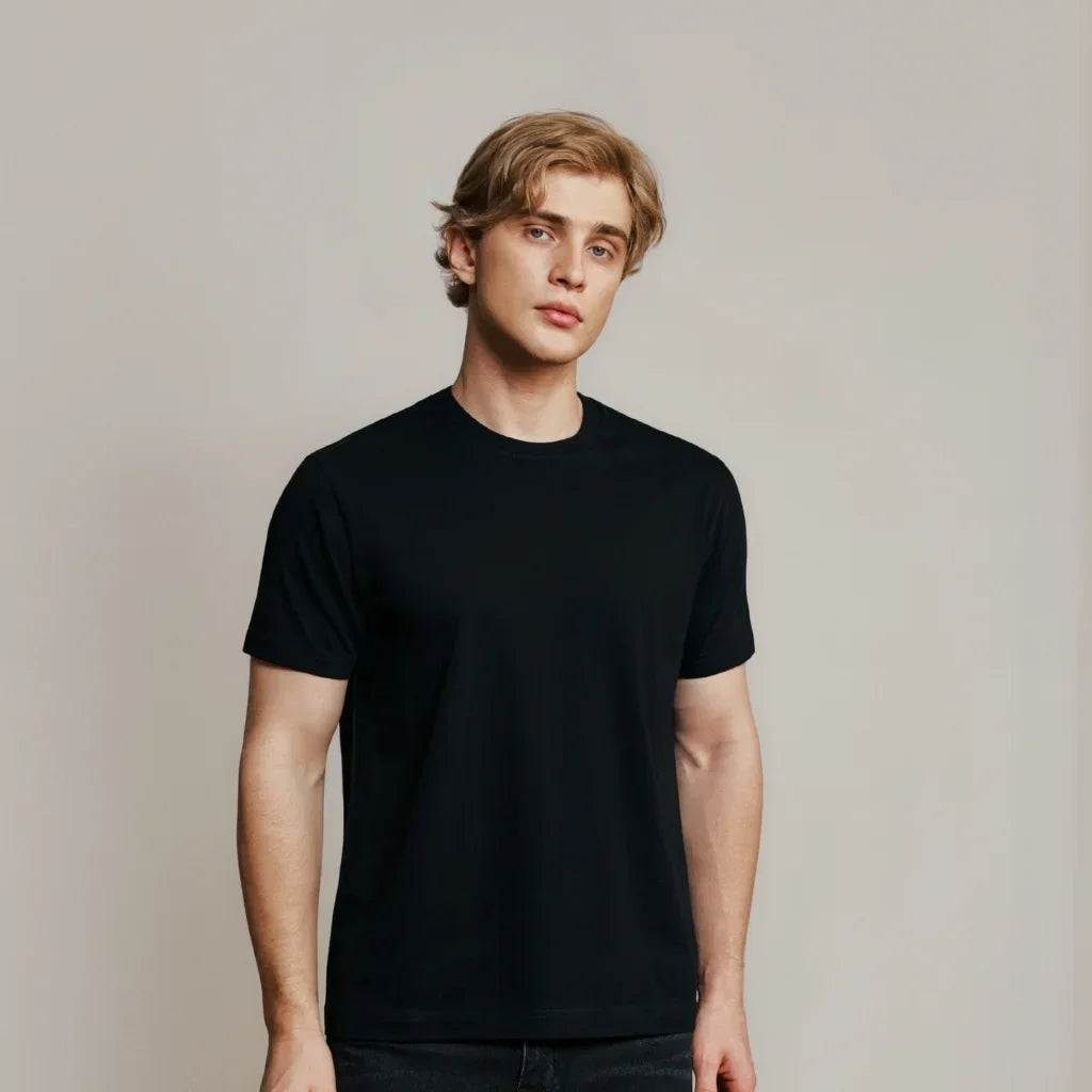 BLACK LOOPWHEELED T-SHIRT