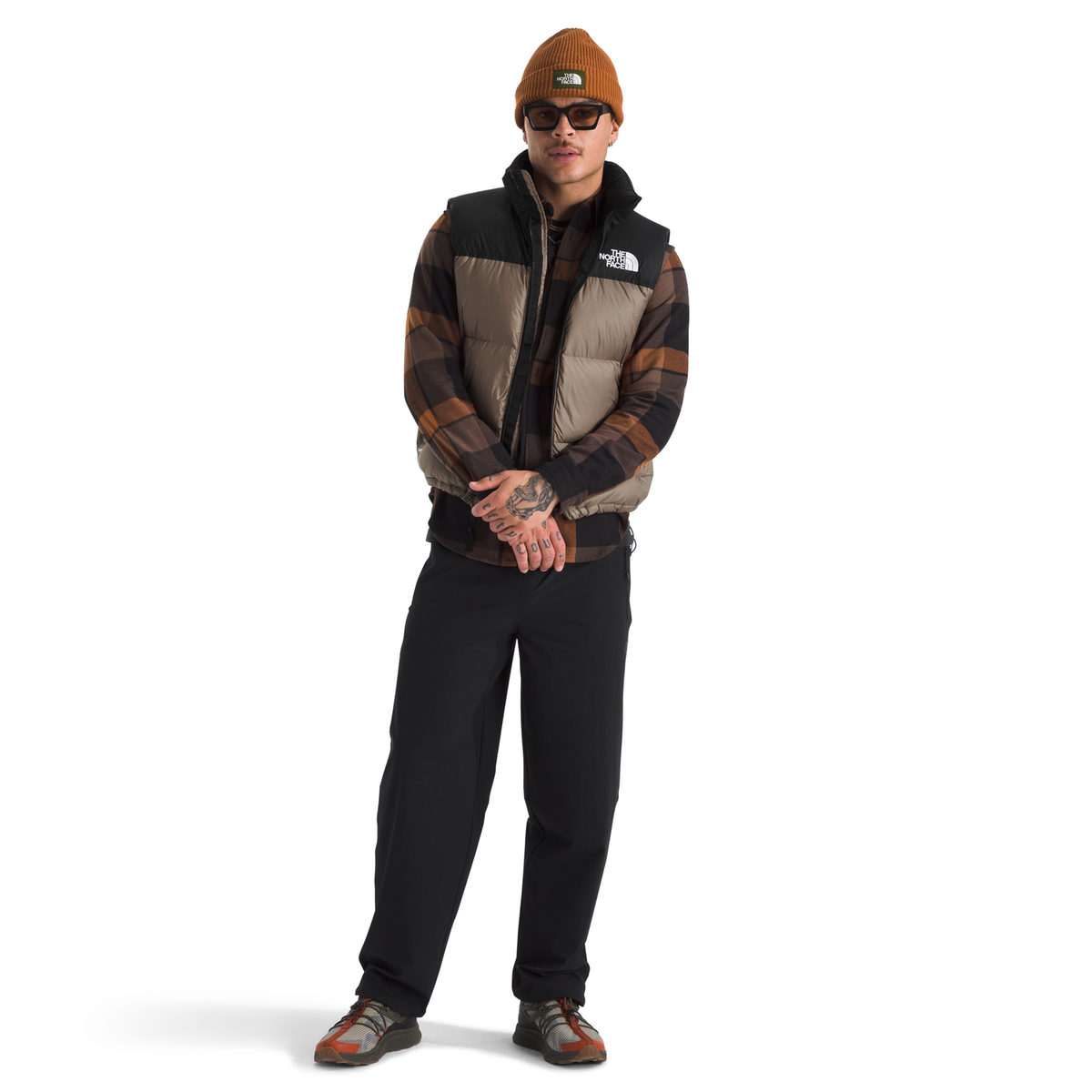 The North Face Men's 1996 Retro Nuptse Vest in Mocha Brown/TNF Black