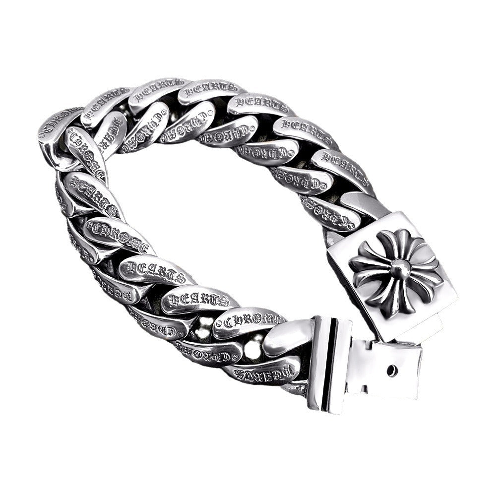 Chrome Hearts Retro Plus Cross Box ID Classica chain Bracelet 925 Sterling silver