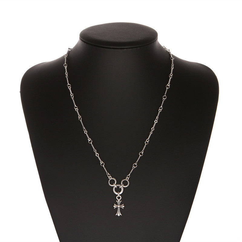 Chrome Hearts cross three-ring bamboo necklace