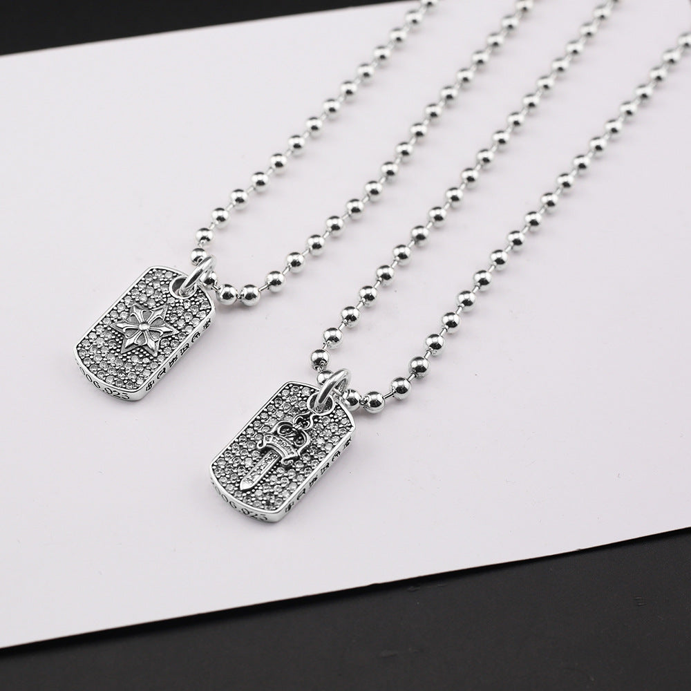 Chrome Hearts six-pointed star sword inlaid with diamonds pendant